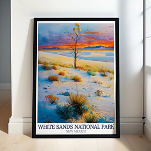 White Sands National Park Travel Poster - White Sands and San Andres Mountains Print - National Park Prints and Posters