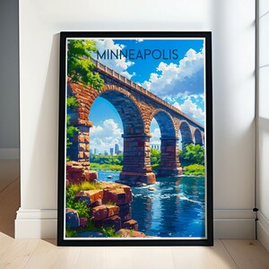 Stenen boogbrug reisafdrukken - Minneapolis skyline reizen canvas kunst - stenen boogbrug en stadsgezicht reizen muur kunst -