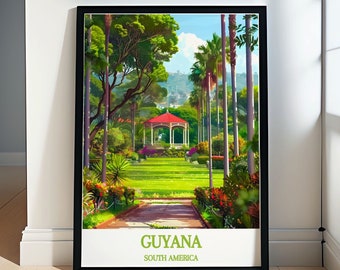 Guyana Poster - Framed Promenade Gardens Print - Guyana Wall Art - Guyana Canvas Print - Guyana Travel Gift & Souvenir