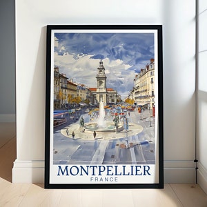 Affiche Montpellier France - Affiche Montpellier France Place de la Comédie - Art mural Montpellier - Affiche Montpellier - Impression Montpellier