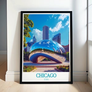 Chicago fotoposterafdrukken - The Bean (Cloud Gate) muurfotografie - perfecte cadeaus voor reisliefhebbers