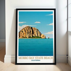 Morro Bay State Beach Travel Posters - Morro Rock Art - California Coastal Prints - Scenic Morro Bay Decor - California Gifts