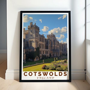 Cotswolds Art Print of Sudeley Castle  - Vintage Travel Prints of Sudeley Castle - Sudeley Castle Travel Canvas Art