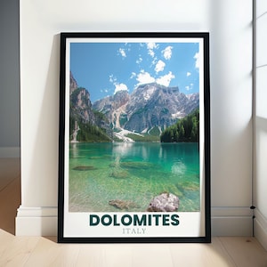 Dolomites Poster - Lago di Braies Art - Dolomites Wall Art - Dolomites Art Print - Pragser Wildsee art -Lake Prags poster -Lake Braies print
