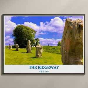 Explore The Ridgeway National Trail Poster - Avebury-Stone-Circle Prints - National Park Prints and Wall Art