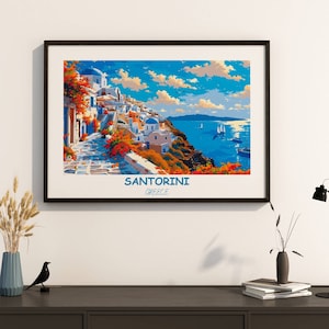 Santorini Travel Print Wall Art Santorini Greece Wall Hanging Home Decoration Santorini Gift Art Lovers Wall Art Print Santorini Greek Print