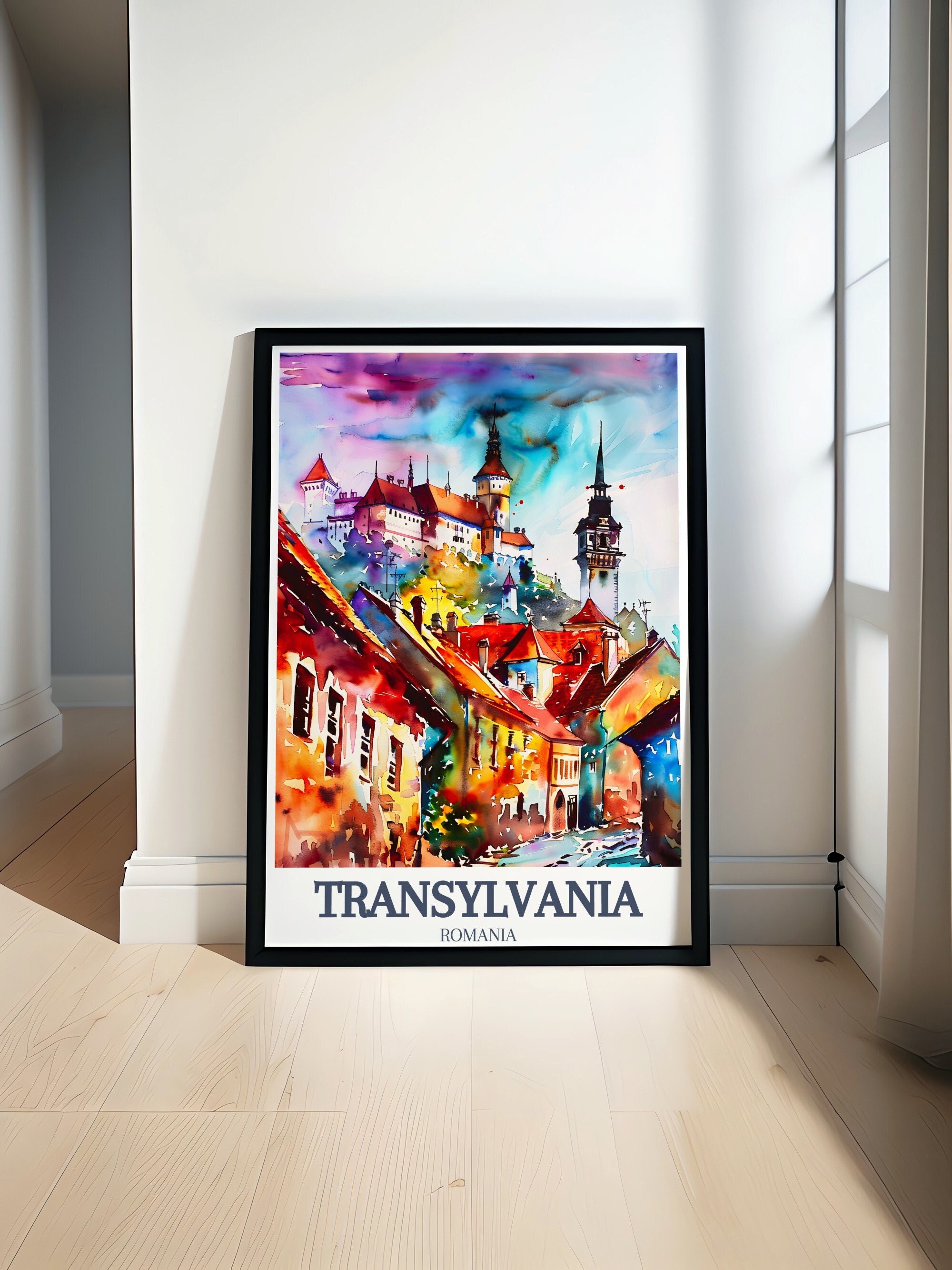 Transylvania poster  - Bran Castle, Sighișoara Citadel Prints - Bran Castle ,Sighișoara Citadel Art - Bran Castle ,Sighișoara Citadel Decor