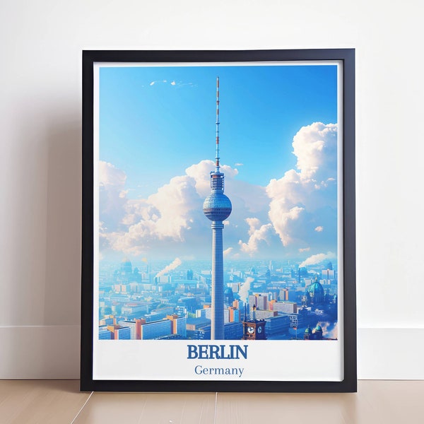 Berlin Germany Travel Prints & Wall Decor - Unique Berlin Illustration and Germany Home Decor - Fernsehturm Art Collection