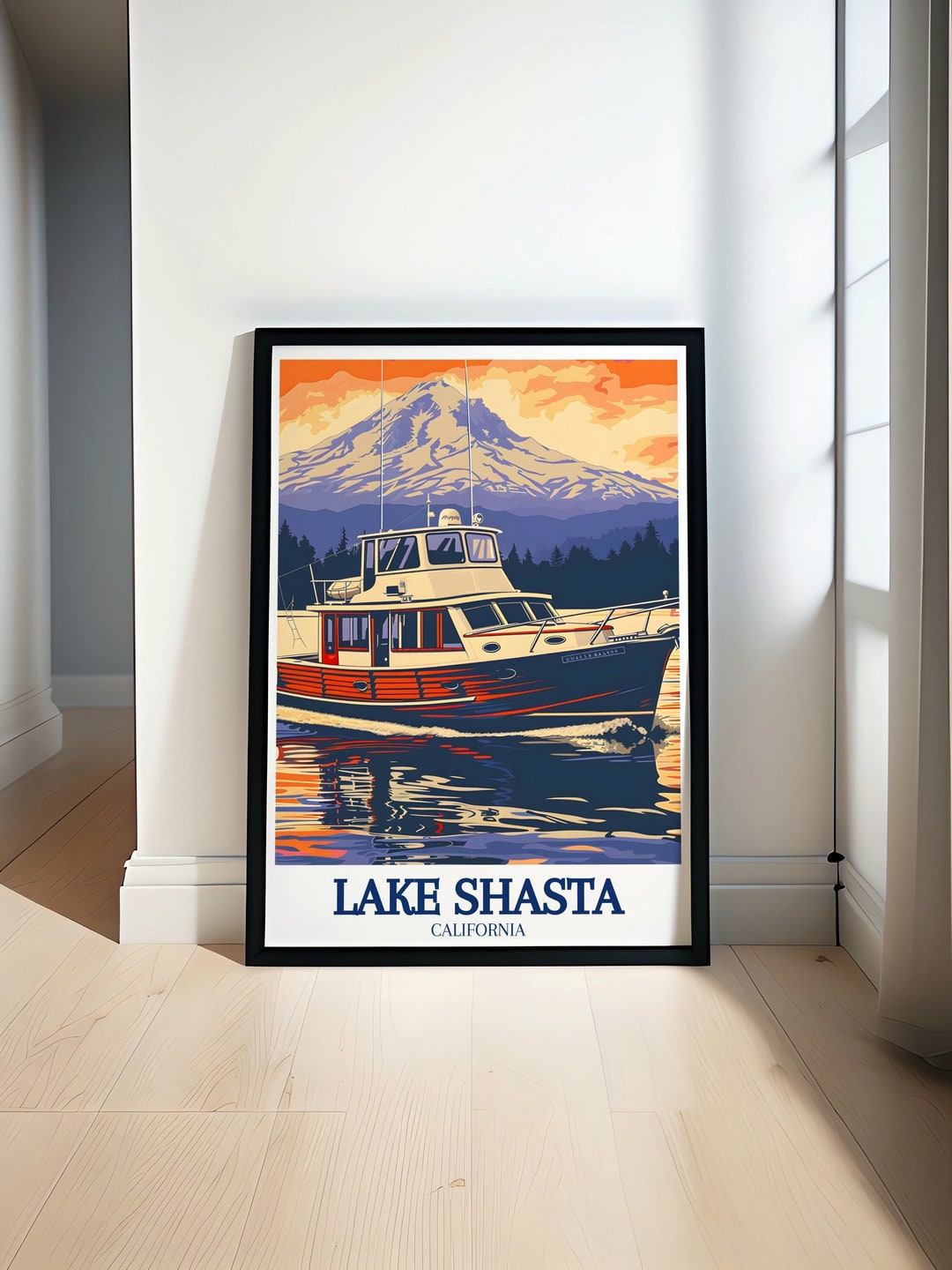 Lake Shasta Travel Posters Lake Shasta Wall Art California Art