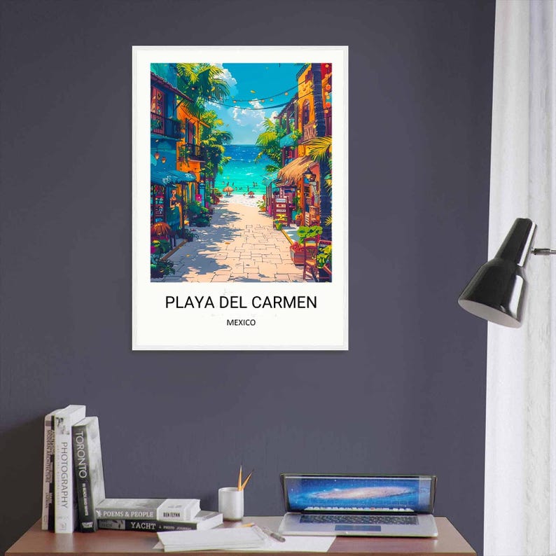 The ultimate Playa Del Carmen gift and Mexican travel souvenir for beach lovers, vacationers, and world travelers. Bringing the sunny, relaxed spirit of the Yucatan Peninsula into your living space, this elegant wall decor is available as a premium framed print or high-quality canvas from MapYourDreams.