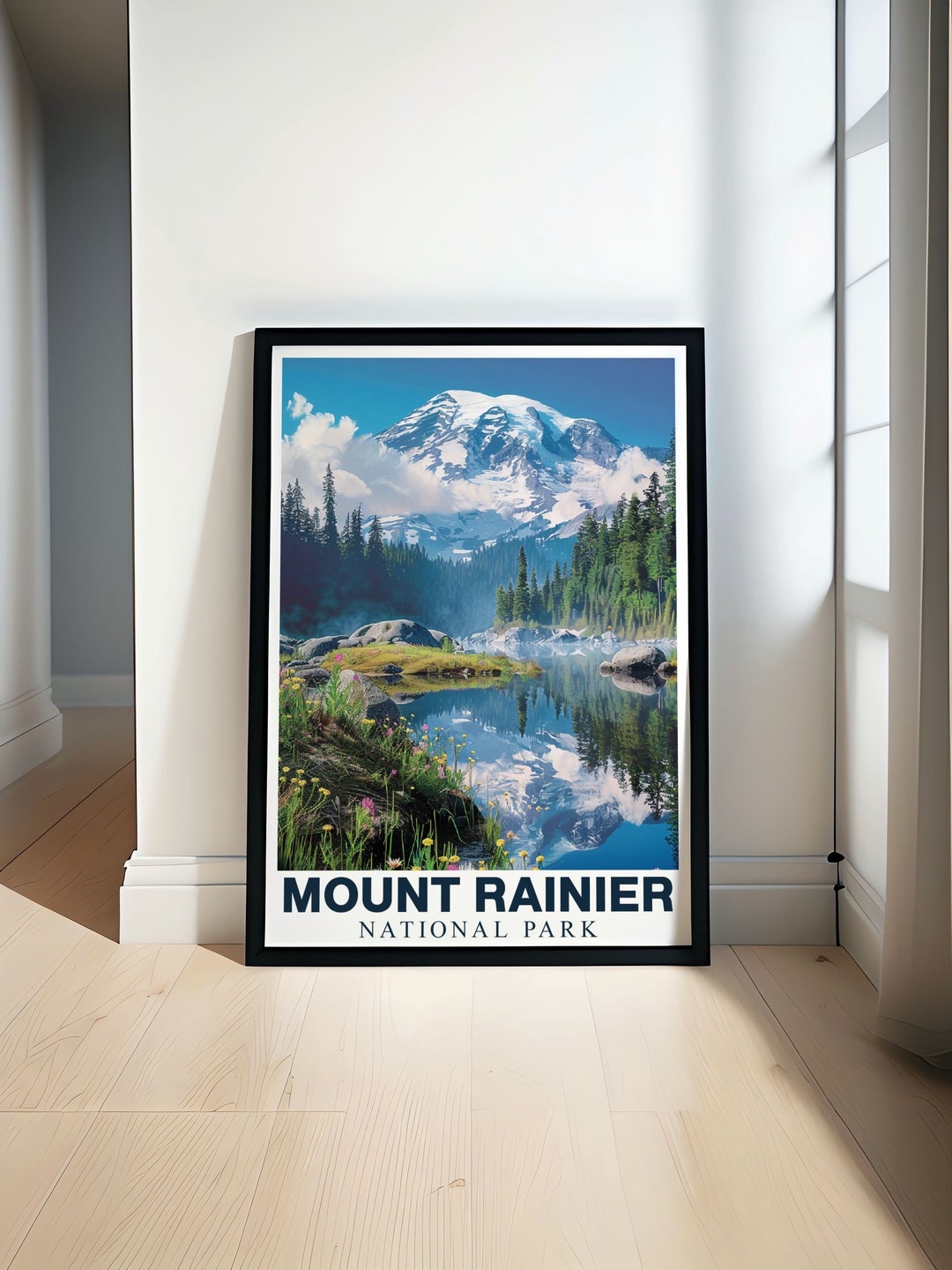Mount Rainer Poster Mount Rainier Travel Poster - Mount Rainier Art - Mount Rainier Decor ...