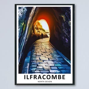 Ilfracombe Poster Tunnels Beaches Print Canvas Framed North Devon Coast Wall Decor