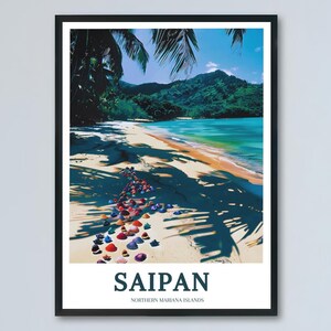Saipan Poster Micro Beach Print Canvas Framed Northern Mariana Islands Wall Art