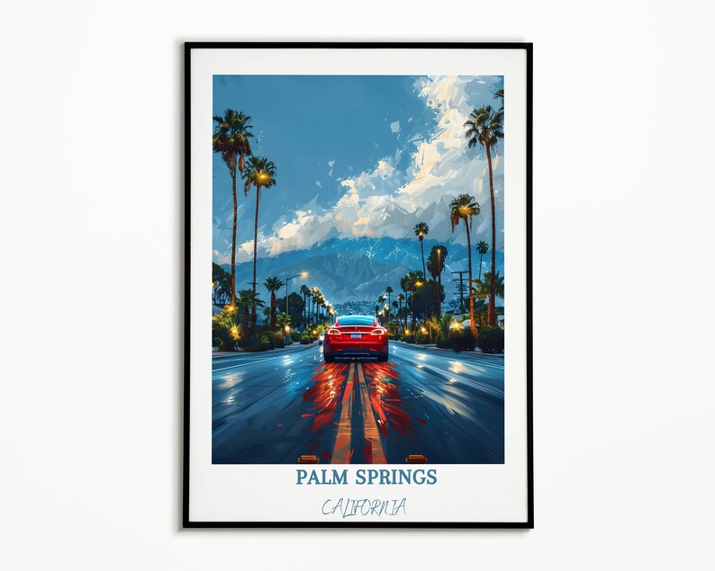 Palm Springs Travel Print Wall Art Tesla Model S Print Palm Springs