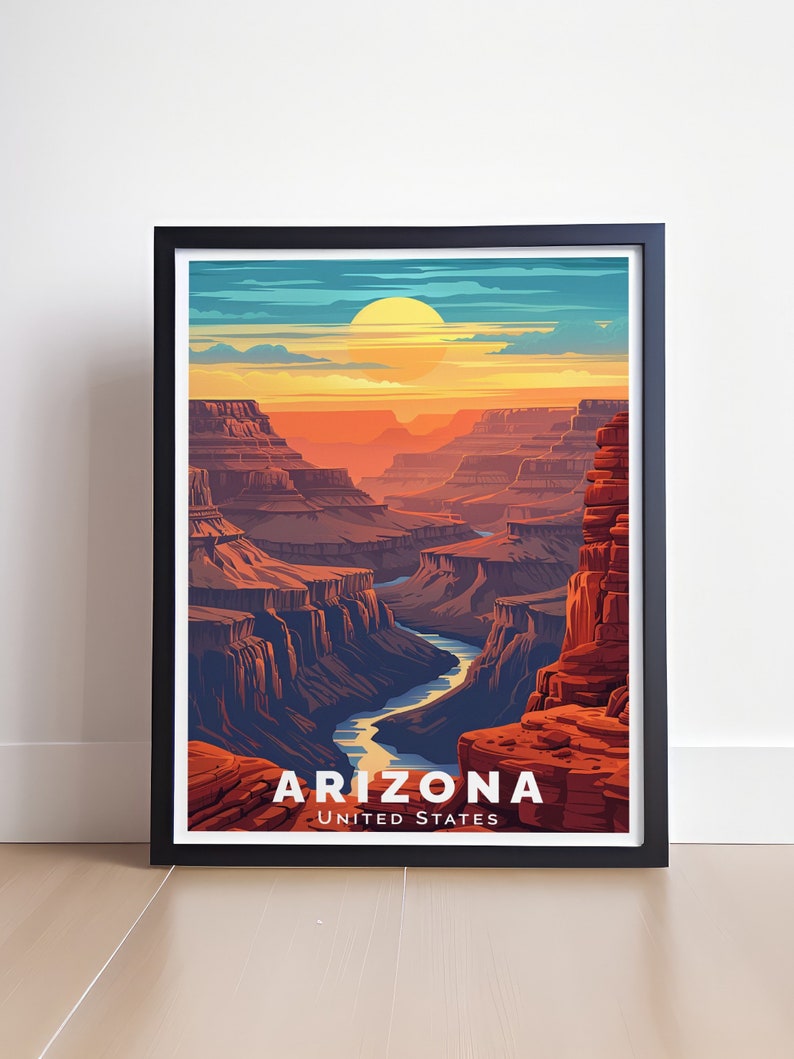 Add a touch of elegance to your space with this Grand Canyon Poster. Featuring vivid hues and intricate details, this Arizona Wall Art celebrates the timeless beauty of the Grand Canyon, making it an ideal gift for nature lovers and travelers alike.