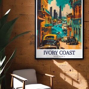 Ivory Coast Poster - Framed Abidjan Print - Plateau District Canvas ...