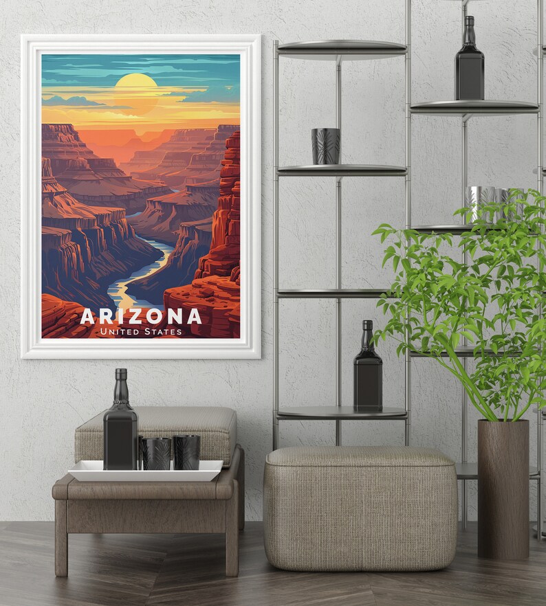 Discover the perfect gift for any occasion with this stunning Grand Canyon Art. Whether for Christmas gifts or birthdays, this Arizona Travel Print is sure to impress with its vibrant depiction of the Grand Canyons natural beauty and scenic charm.