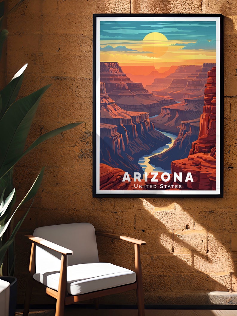 Surprise your loved ones with this Grand Canyon Art Print. Ideal for any occasion, this Arizona Poster showcases the breathtaking beauty of the Grand Canyon, making it a memorable gift for anniversaries, birthdays, and Christmas celebrations.