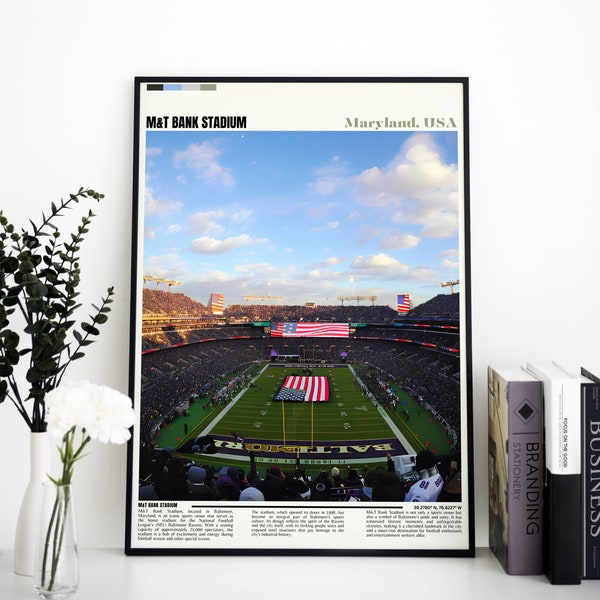 Baltimore Ravens Wall Art | M&T Bank Stadium Print | NFL Art | NFL Stadium Poster | Football Field Decoration | Housewarming Gift
