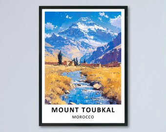 Cuadro decorativo de pared del Monte Toubkal, Atlas Mountain, póster en lienzo, pueblos bereberes, decoración enmarcada, regalo.