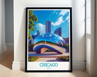 Chicago Photo Poster Prints - The Bean (Cloud Gate) Wall Photography - Perfect Gifts for Travel Enthusiasts