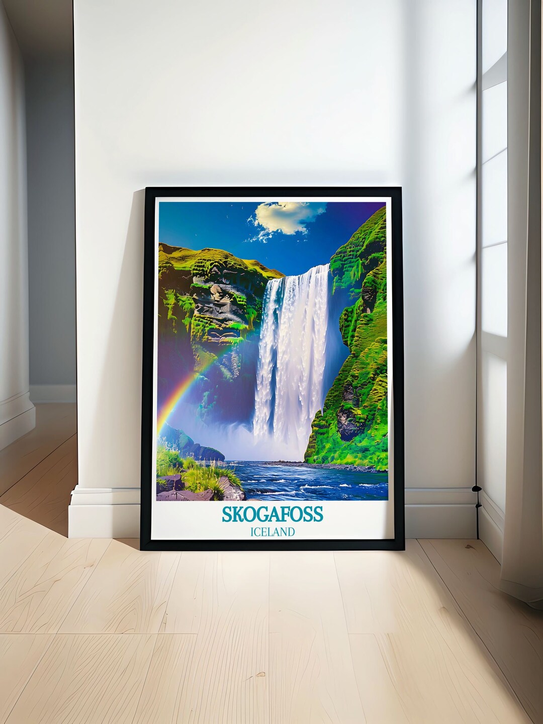 Skogafoss Waterfall Travel Prints - Iceland Landscape Art Collection ...