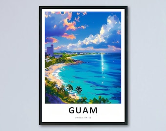 Guam Poster Tumon Bay Canvas Print Mariana Islands Framed Tropical Travel Wall Art Decor