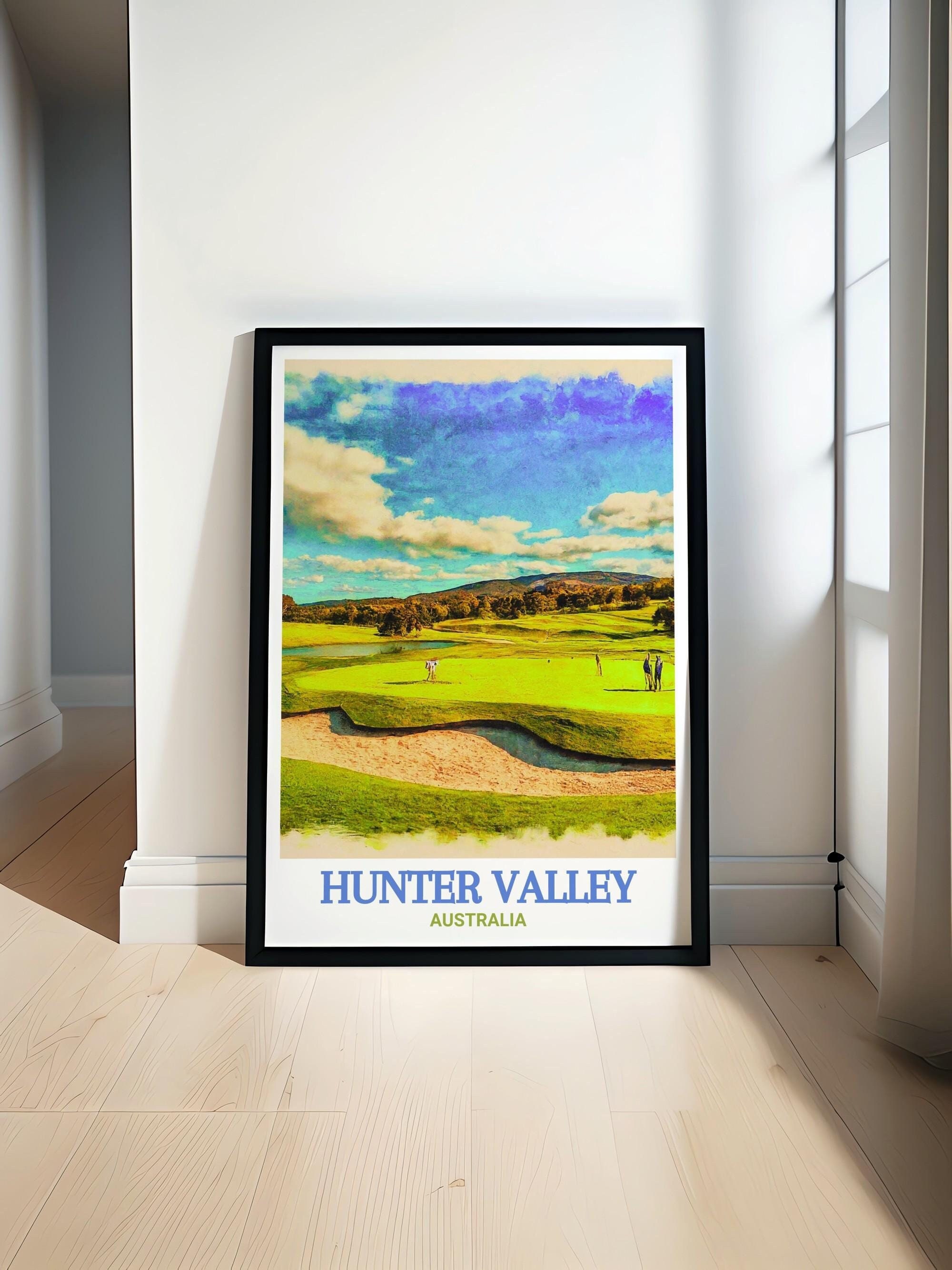 Arte de parede Hunter Valley - Impressão emoldurada de golfe Hunter Valley - Pôster Hunter Valley - Presente e lembrança de viagem Hunter Valley - Obra de arte Hunter Valley