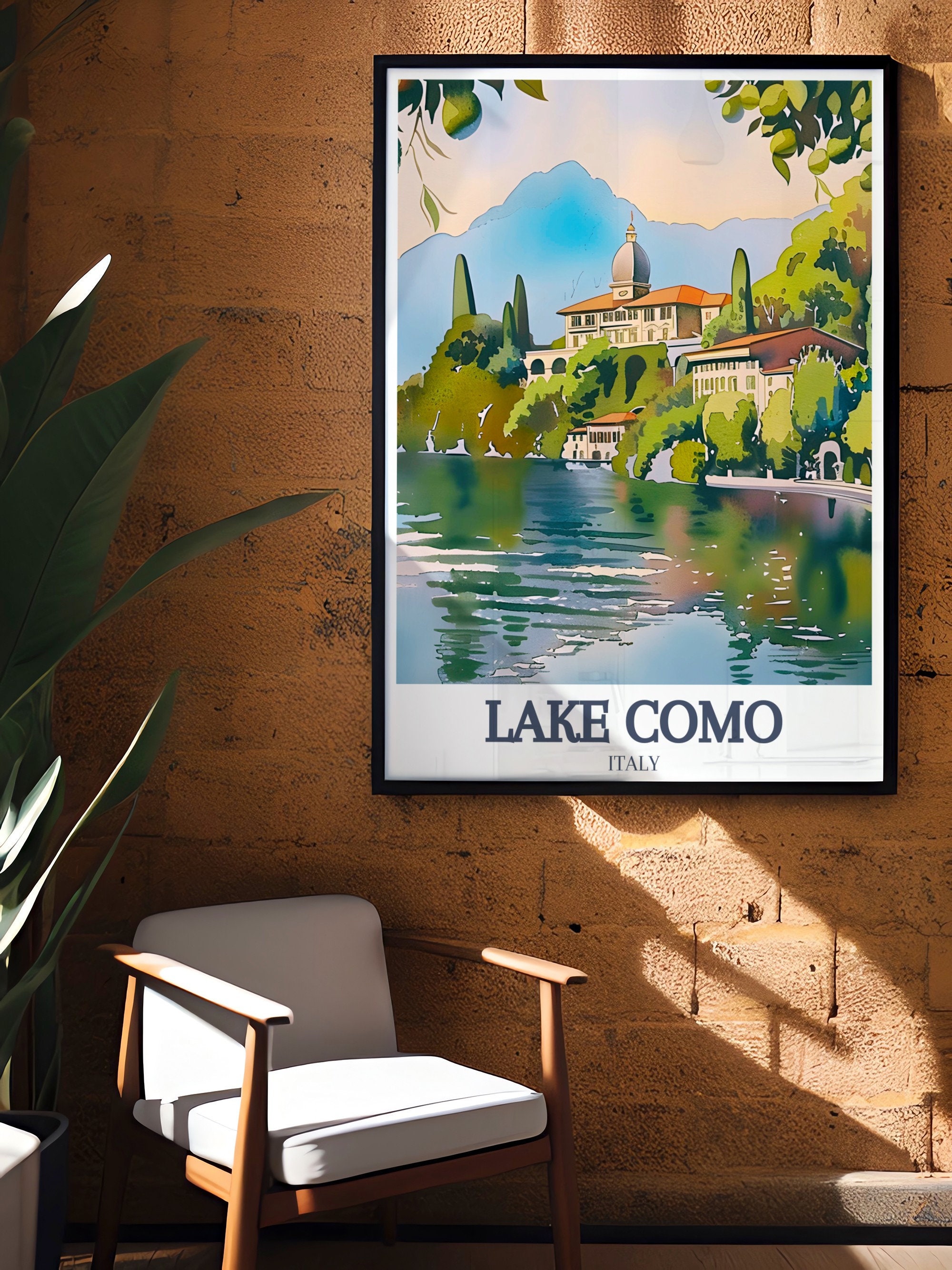 Lake Como Wall Art - Framed Villa Del Balbianello Print - Rhaetian Alps ...