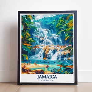 A captivating print of Ocho Rios Beach in Jamaica, showcasing the turquoise waters and relaxing atmosphere. This poster evokes the sense of peace and tranquility that beachgoers experience at this beautiful Caribbean destination.