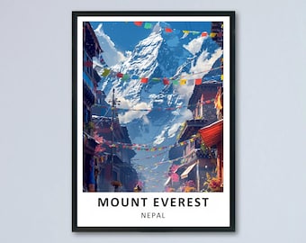Mount Everest Print Everest Base Camp Poster Kala Patthar Nepal Framed Mountain Canvas Art