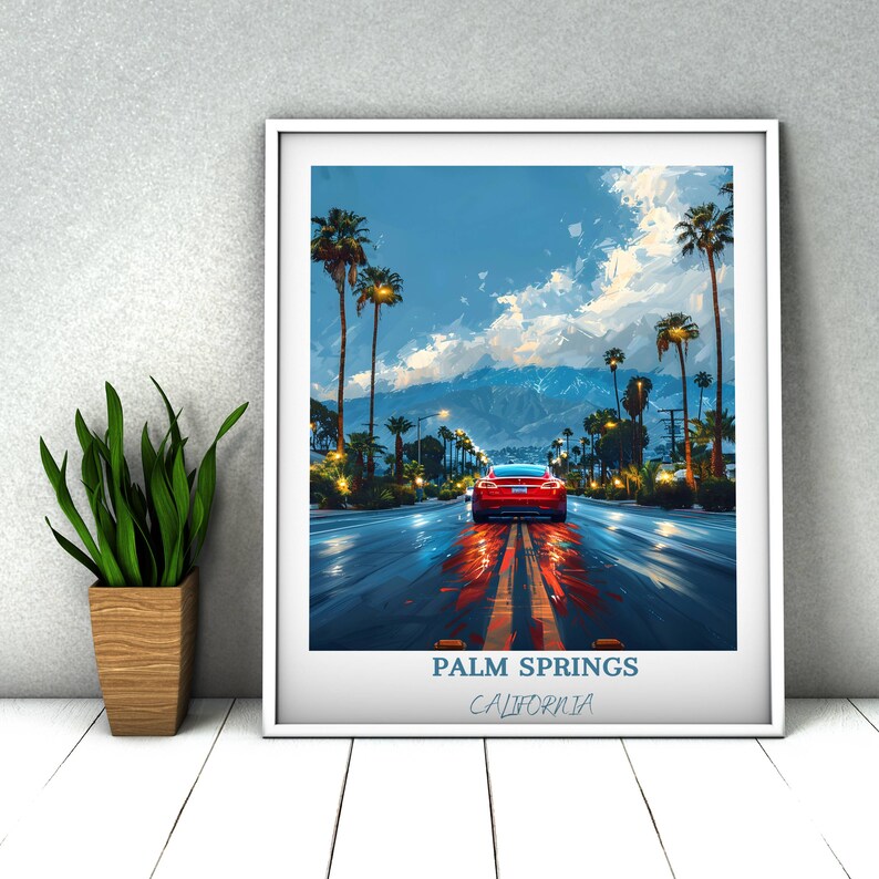 Palm Springs Travel Print Wall Art Tesla Model S Print Palm Springs