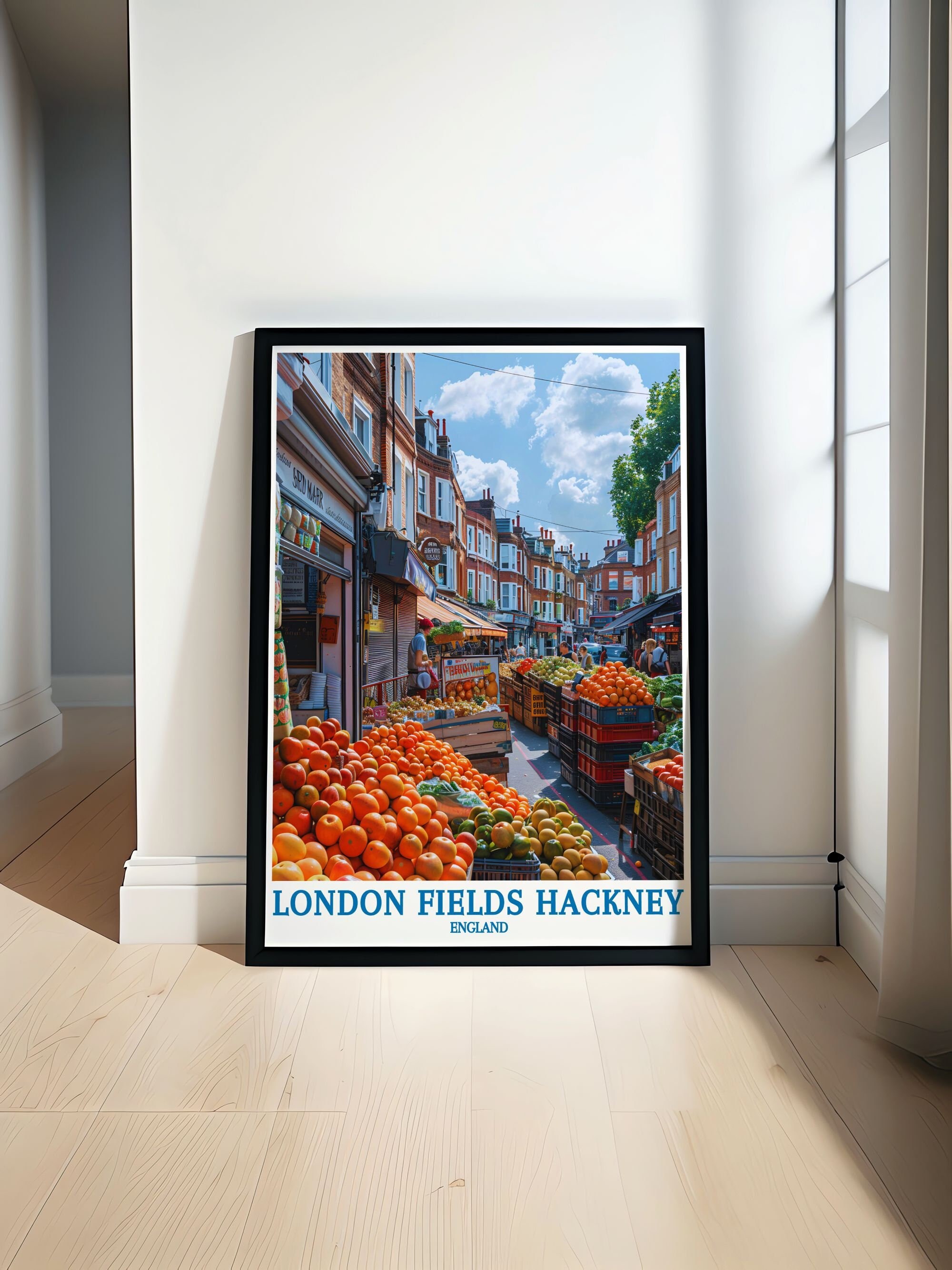 London Fields Hackney Poster - Framed Broadway Market Print - London Fields Wall Art - London Fields Canvas Print - London Fields Souvenir