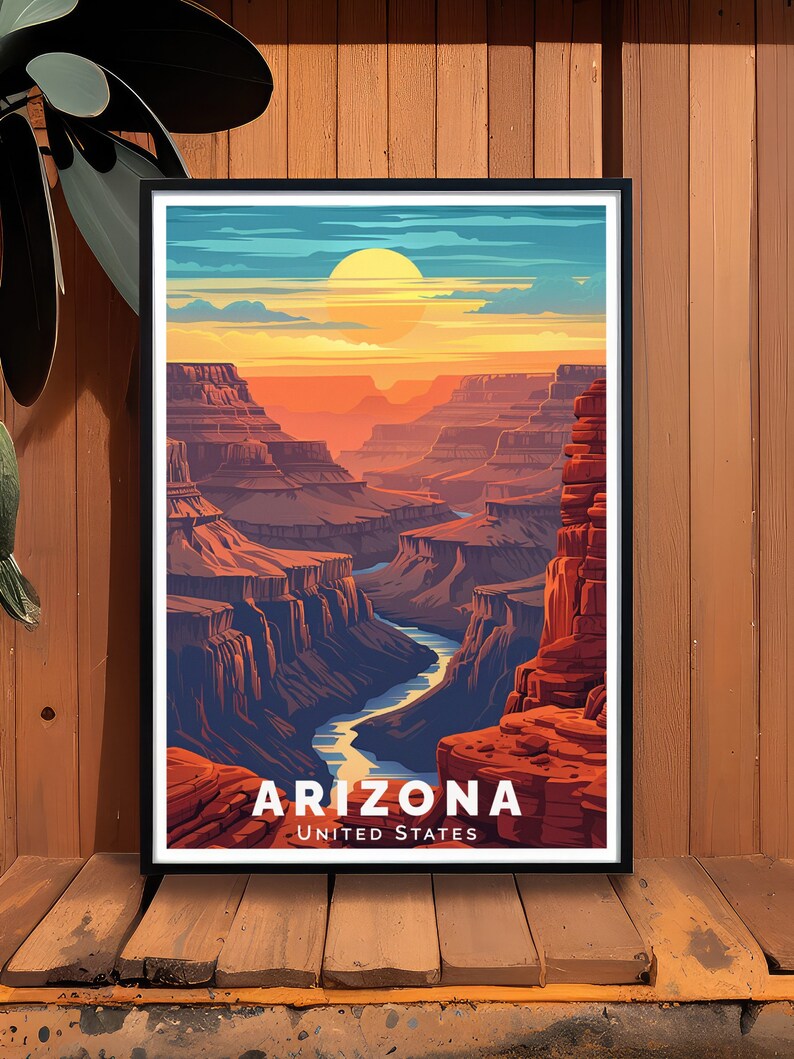 Create a focal point in your home with this captivating Grand Canyon Poster. This Arizona Wall Art features vivid colors and intricate details, celebrating the timeless beauty of the Grand Canyon and adding a touch of sophistication to your decor.