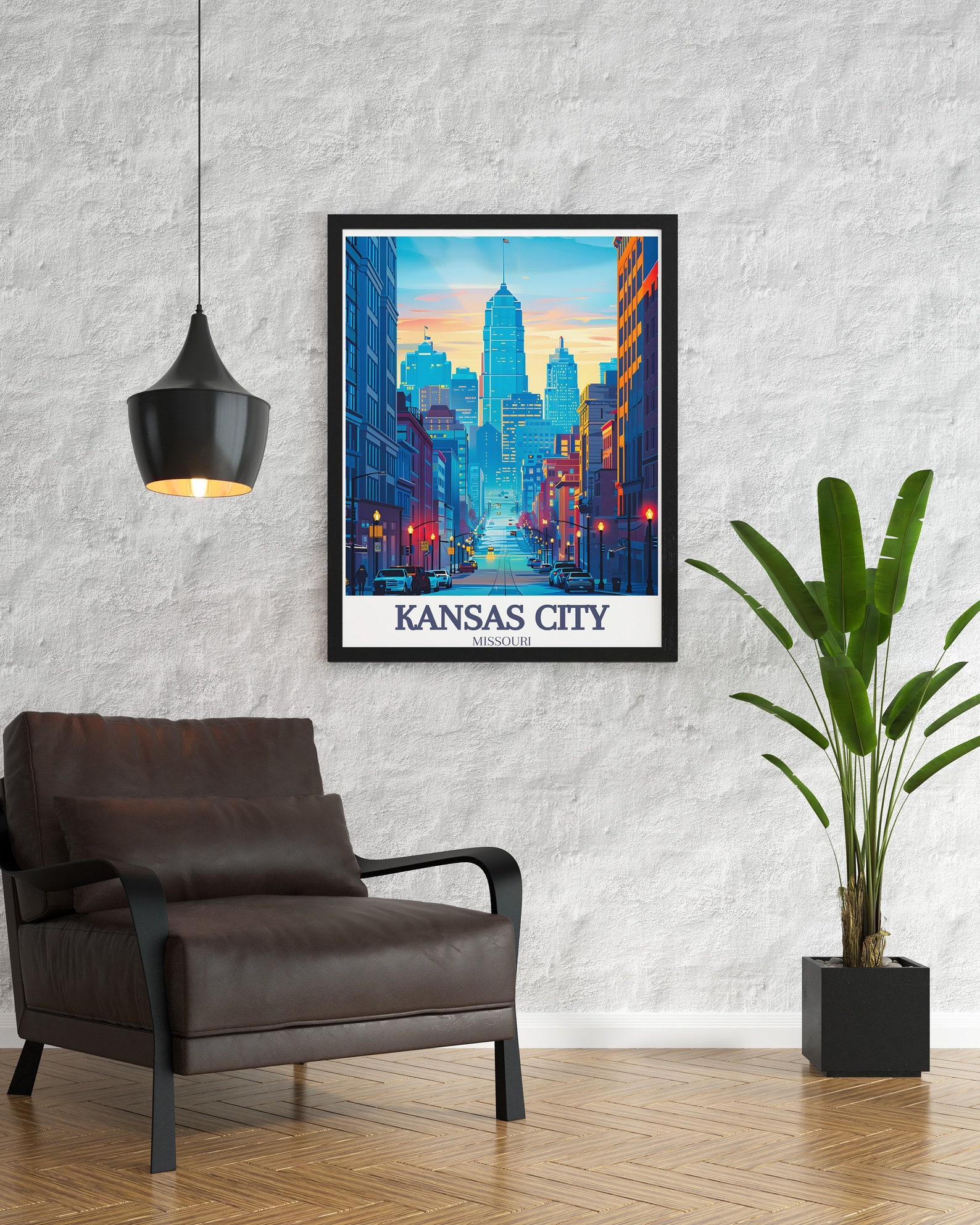 Kansas City Skyline Poster - Framed Kansas City Main Street Print