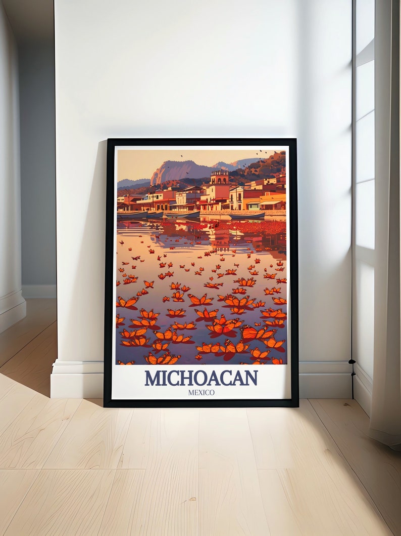 Michoacan Poster - Michoacán Print - Mariposa Monarca Poster - Patzcuaro Lake Art - Monarch Butterfly Mexico - Michoacán Wall Art