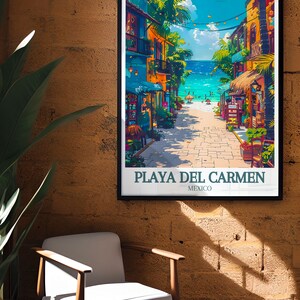 Gorgeous La Quinta Avenida Caribbean Sea Decor featuring Playa Del Carmen. This Mexico Wall Art brings the lively streets and tranquil beaches of Mexico into your home, creating a vibrant and inviting space.