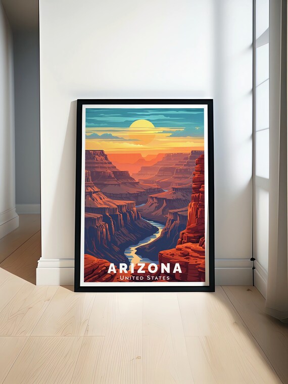 Arizona Poster - Framed Grand Canyon Poster -  Arizona Wall Art - Grand Canyon Canvas Print - Arizona Travel Gift & Souvenir