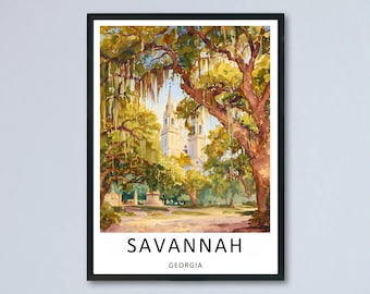 Savannah GA Prints Forsyth Park Canvas Cathedral St John Baptist Georgia Wall Art Decor