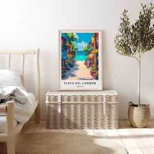Designed with a sleek, contemporary aesthetic, this Playa Del Carmen poster features crisp lines and bold typography highlighting Mexico's premier coastal destination. An excellent addition to a minimalist apartment or beach house, it is available as a premium framed print or high-quality canvas from MapYourDreams.