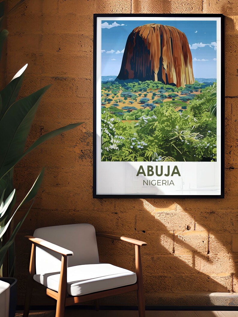 Nigeria Poster Print Nigeria Decor Zuma Rock Fine Line Print Zuma Rock