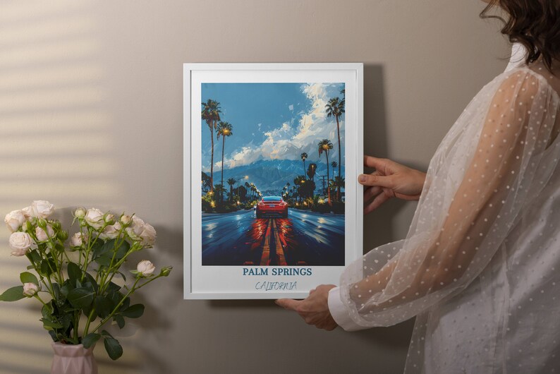 Palm Springs Travel Print Wall Art Tesla Model S Print Palm Springs