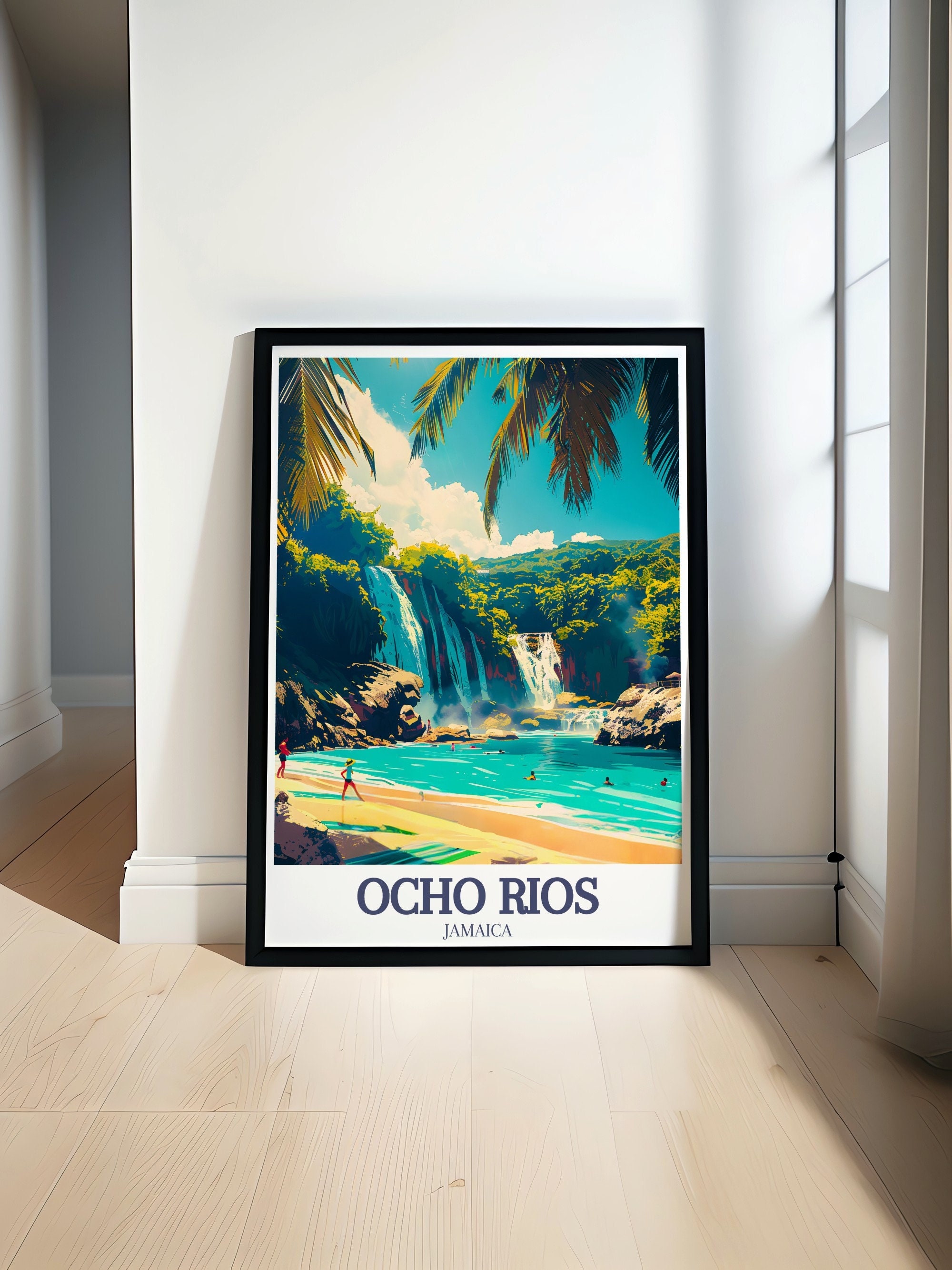 Ocho Rios Beach Wall Art -dunns River Falls Art - Ocho Rios Travel ...