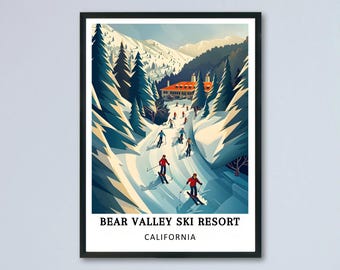 Bear Valley Ski Resort Poster - Framed Sierra Nevada Poster - Canvas Bear Valley Lodge Sierra Nevada Print - Bear Valley Ski Resort Print