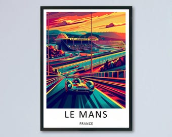 Le Mans Poster - Framed Le Mans 24h Circuit Print - Le Mans Poster- Le Mans Wall Art - Le Mans Canvas Print - Le Mans Circuit Art