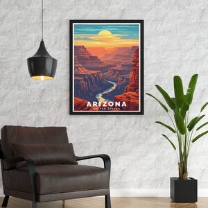 Embrace the majesty of the Grand Canyon with this stunning Arizona Travel Print. Perfect for any room, this Grand Canyon Art captures the vibrant landscapes and awe-inspiring views
