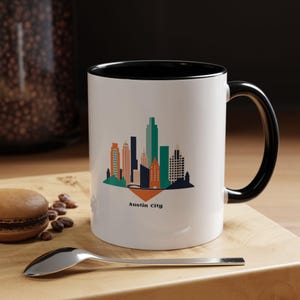 Taza de la ciudad de Austin - Taza de café de la ciudad de Austin - Taza de té de Texas - Taza de recuerdo de Austin - Taza de regalo de Austin - Taza de café con leche de Texas - Taza con monumento de Austin