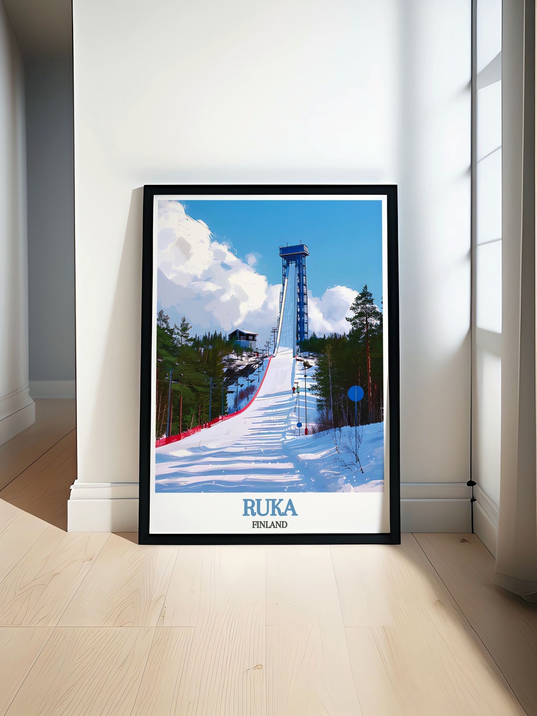 Ruka Finland Wall Art - Ruka Ski Jump Travel Poster - Ruka Ski Jump ...