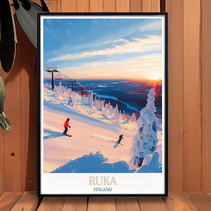 Ruka Finland Print - Ruka Ski Slopes Poster - Finland Travel Print ...