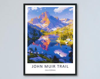 John Muir Trail Poster Ansel Adams Wilderness Print Mountain Wall Art